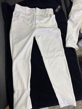 Dirty Nips White Baseball Pants with Subtle Logo